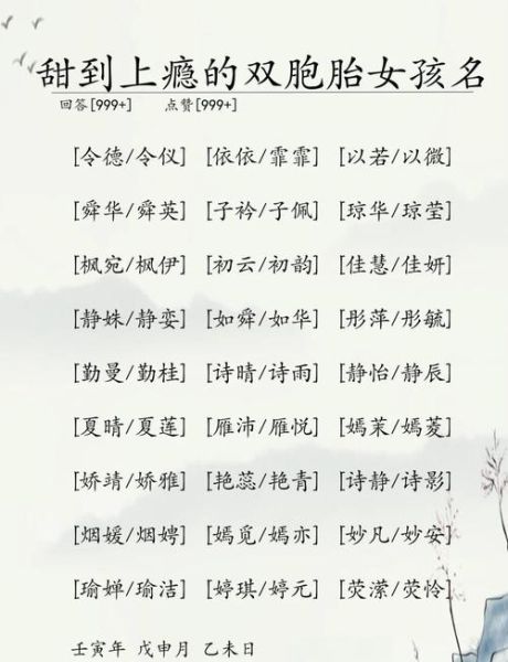 双胞胎女宝宝取名大全_如何给双胞胎女孩起好听名字