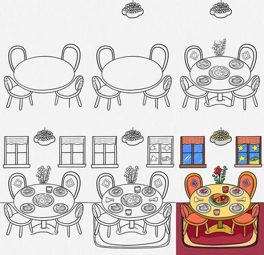 饭店简笔画图片大全_如何教孩子画