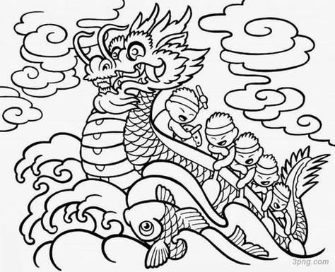 划龙舟简笔画怎么画_划龙舟简笔画图片大全