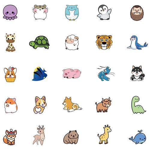 动物贴纸画图片大全_怎么画简单又好看